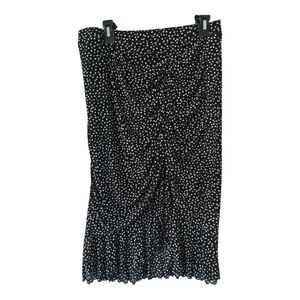 Ember Skirt Women Sz L Black & White Polka Dot Draped Ruched Mini Coastal